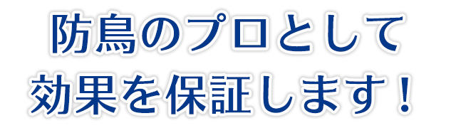 防鳥のプロとして効果を保証します